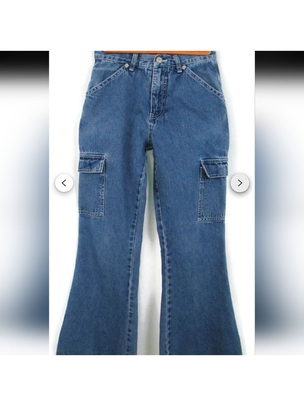 Revolt Flare Leg Jeans Girl's Velcro Cargo Pockets NWT Size 12